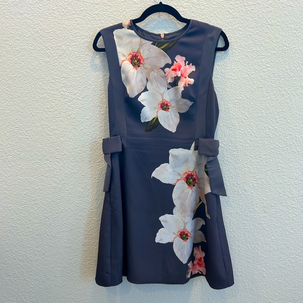 Ted Baker London Chatsworth A-Line Floral Dress in Grey | US Size 6